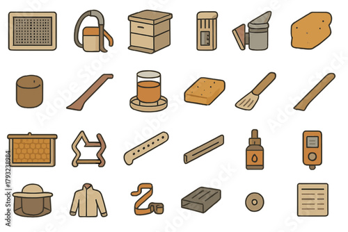 Beekeeping tools and equipment – apiary essentials illustration set