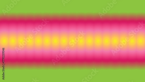 Abstract rainbow stripe pattern with pink-yellow glow and lime edges on green background

