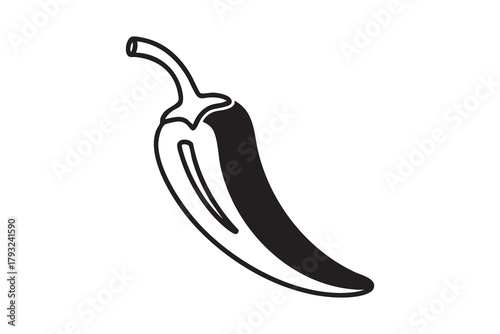 Tablou pe pânză Vector Chili pepper line and solid icon pack outline different style