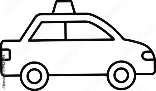 Taxi App Line Icon Vector Illustration Isolated on White Background