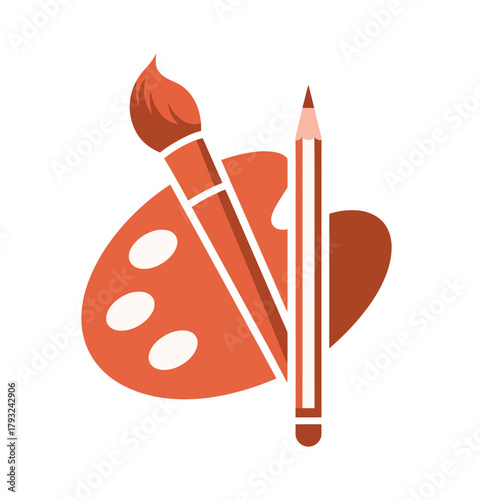 An artist's palette and brushes symbolize creativity and artistic pursuit