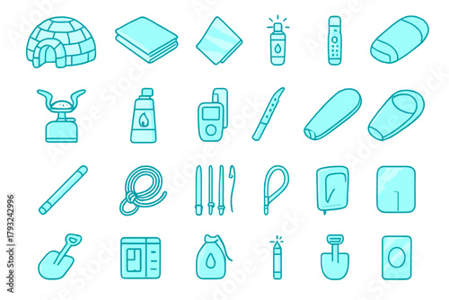 Essential winter survival icons for extreme cold conditions