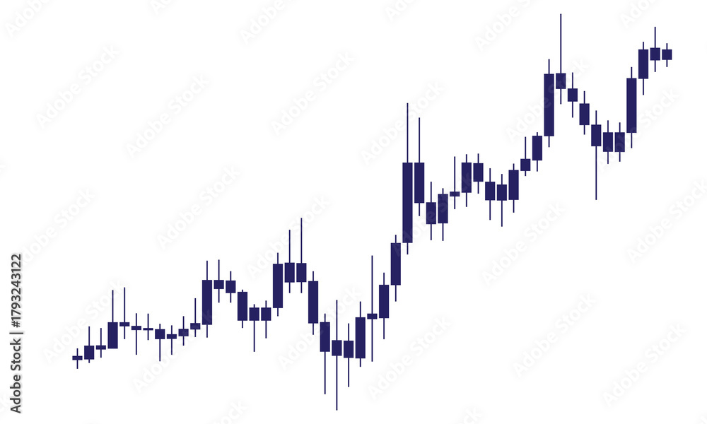 Obraz premium Dark blue candlestick chart showing financial market trend