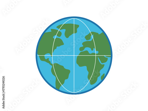 A stylized illustration of planet Earth with latitude and longitude lines.