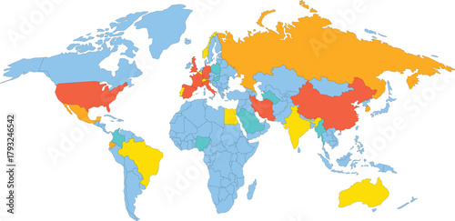 colorful  world map splashes