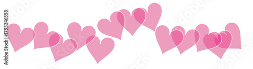 Pink transparent overlapping hearts pattern for romantic design