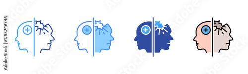 Bipolar Disorder Icon, Multi Styles Icon Set
