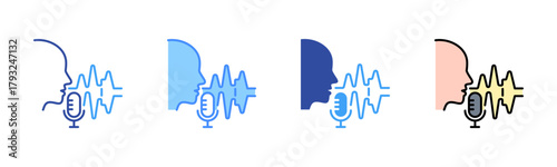 Speech Recognition Icon, Multi Styles Icon Set