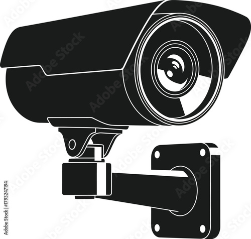 Illustration of security camera, surveillance and protection system