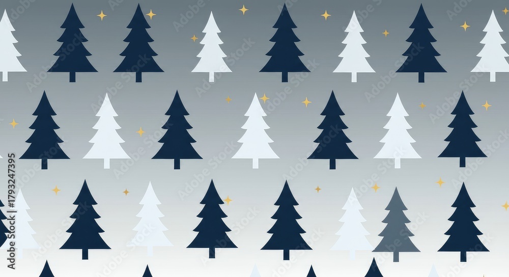 Obraz premium Festive Christmas Tree Pattern with Stars on Gradient Background