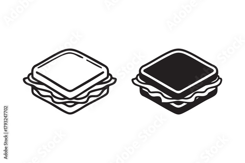 Vector Sandwich top view line and solid icon outline different style. Symbol, logo