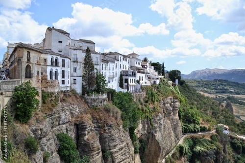 Panoramic view of Ronda town built on the cliffs, Andalusia, Spain