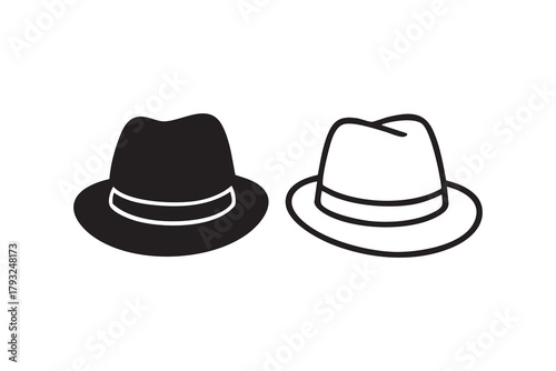 Vector Hat line and solid icon outline different style. Symbol, logo