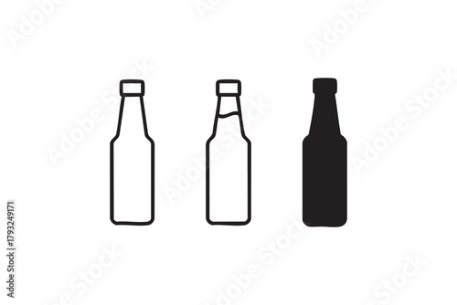 Vector Sauce bottles line and solid icon outline different style. Symbol, logo
