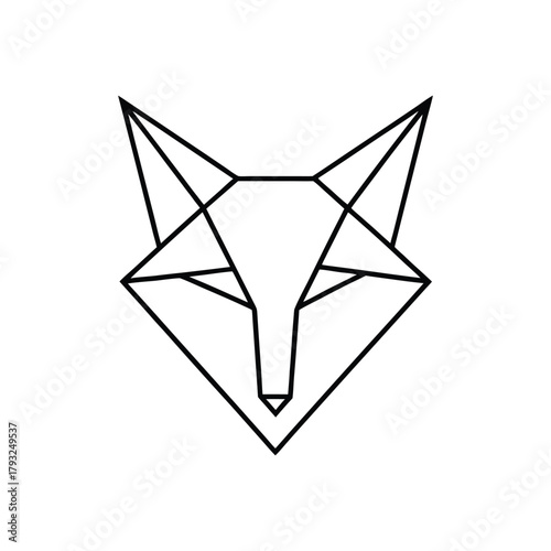 Geometric Fox Head Logo Minimalist Polygonal Animal Line Art