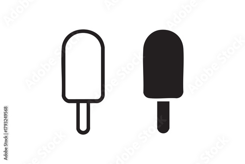Vector Popsicle ice line and solid icon outline different style. Symbol, logo