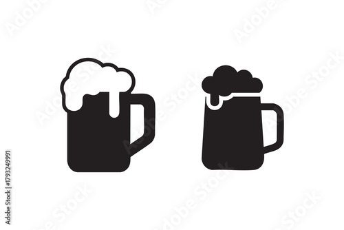 Vector Beer mug line and solid icon outline different style. Symbol, logo