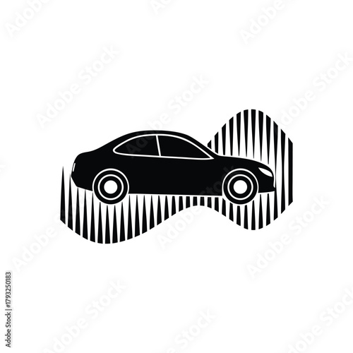 Car Vehicle Silhouette with Dynamic Speed Lines Graphic
