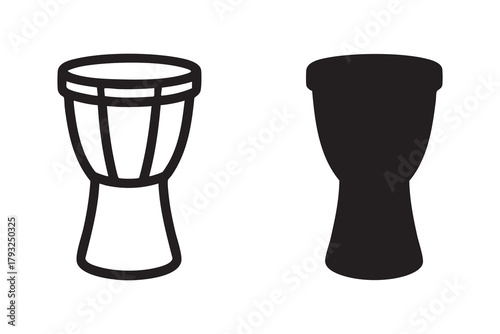 Vector Djembe drum icon in line and solid style. Symbol, logo