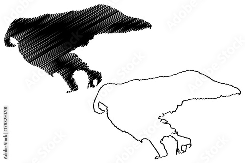 Borkum island (Federal Republic of Germany) map vector illustration, scribble sketch Borkum map