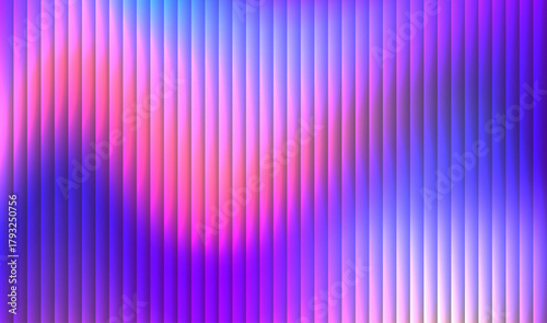 Abstract ribbed fractal glass texture effect with bright smooth fluted vertical lines of colorful gradient. Bold and dynamic design blending bright colors and geometry for modern visual art project