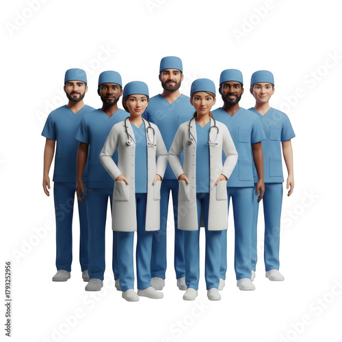 3d diverse medical team ready to serve healthcare professionals indoor, outdoor, no people, keywords30