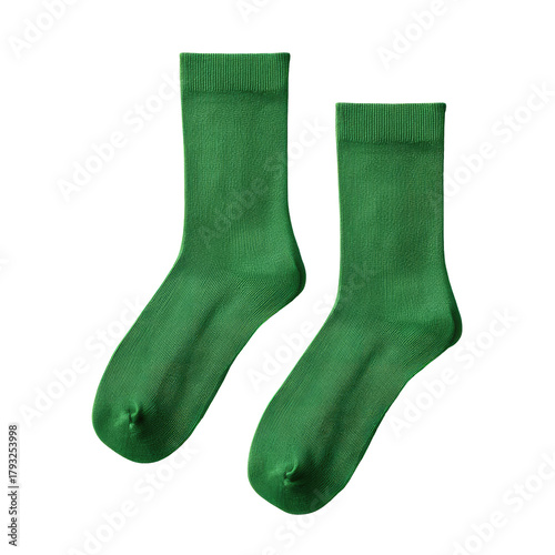 Two vibrant emerald green ankle socks,  stacked