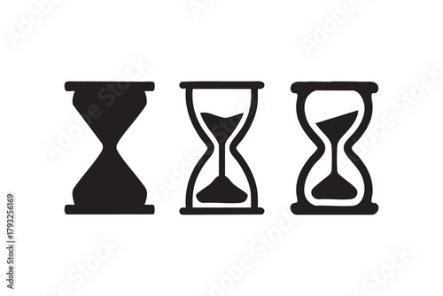 hourglass line and solid icon pack outline different style. Symbol, logo