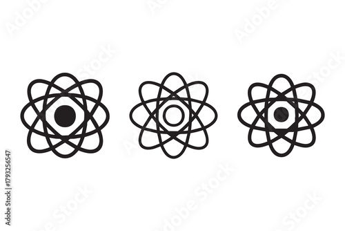 atom line and solid icon pack outline different style. Symbol, logo