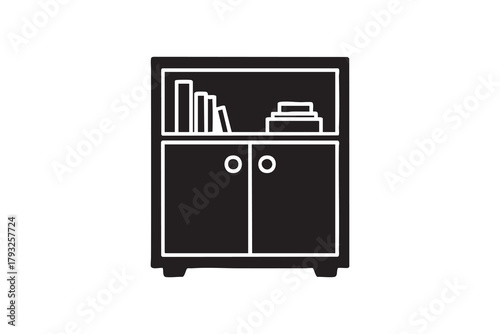 cabinet line and solid icon outline different style. Symbol, logo