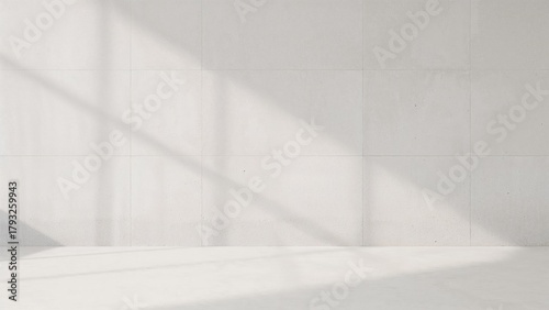 Empty wall with shadows and light, minimal interior design. Modern wall background with shadow effects. Simple, clean, and minimalistic.