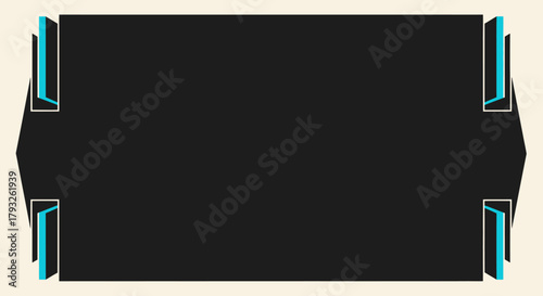 Abstract dark rectangle with luminous light blue accents on the sides, suggesting a modern, sleek design