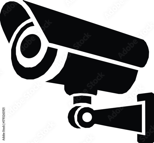 security cctv camera silhouette, black and white silhouette, vector and illustration.