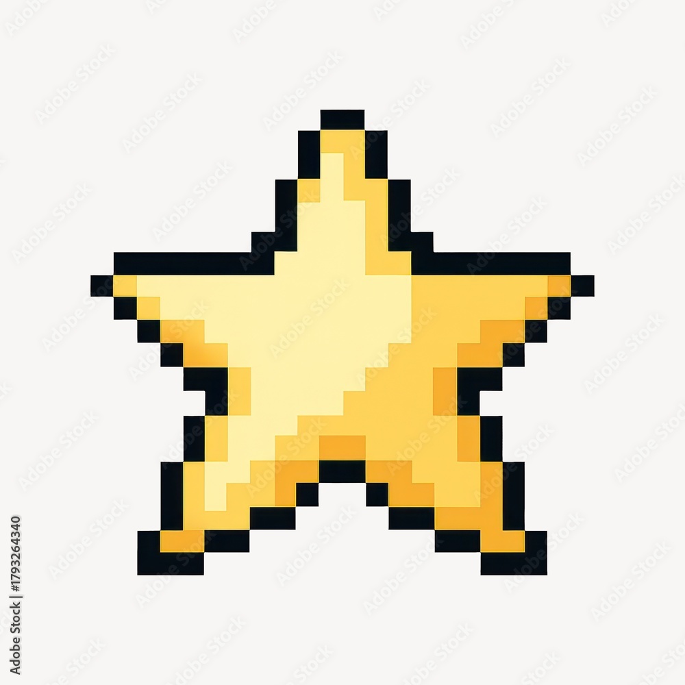 Fototapeta premium Pixelated yellow star illustration.