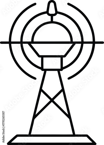 air traffic control radar line art on white backg.eps