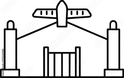 flight boarding gate line art on white background.eps