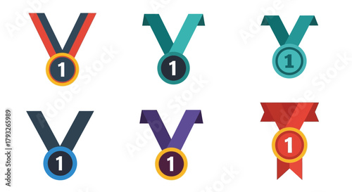 Obraz na płótnie A collection of colorful ribbons and medals representing achievements and awards