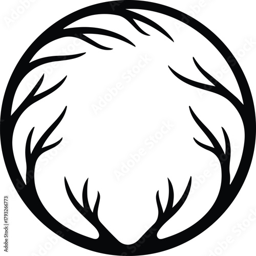 Illustrator antler frame design elegant black silhouette vector