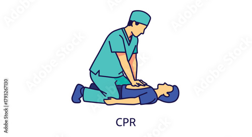 A medical professional performing cardiopulmonary (Ccpr) resuscitation on a patient