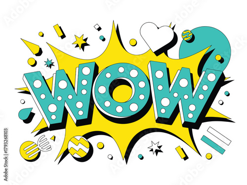 A comic book style explosion graphic with the word WOW in bold, stylized letters.