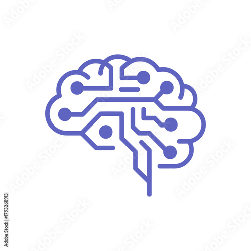 Ai brain Icon on White Background Vector Art Illustration on white background.