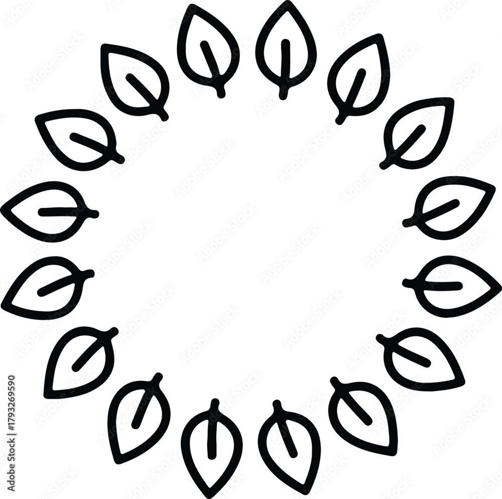 Obraz premium Illustrator Leaf circle simple minimal design border Silhouette vector
