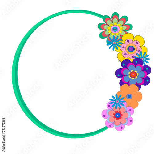 round green frame in retro style