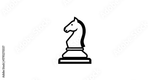 Chessboard knight minimal black white icon