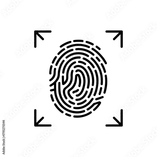 Fingerprint scan icon on White Background Vector Art Illustration on white background.
