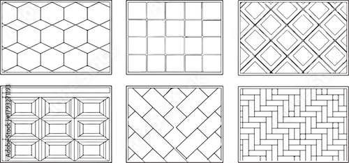Architectural CAD Hatch Pattern Set, Vector Collection of Abstract Line Textures, Mosaic, Brick, Tile, and Stone Patterns for Architecture, Interior, and Landscape Design Plans