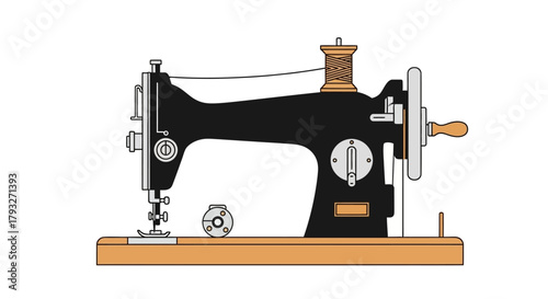 Vintage Sewing Machine Illustration.