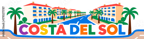 Marbella vector art in minimalist style on white background