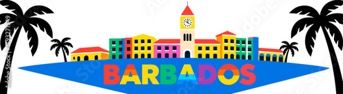 Bridgetown skyline illustration on white background