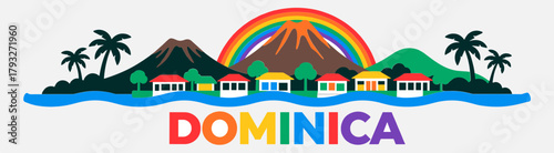 Dominica skyline illustration on white background